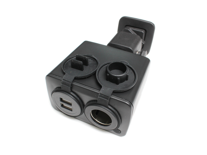 black usb charger open